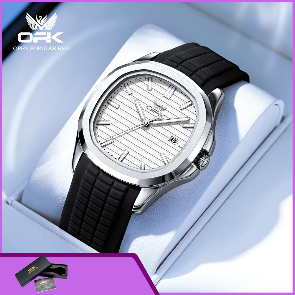 

OPK 6095 Watch for Man Calendar Waterproof Luminous Silicone Strap Quartz Men’s Quartz Wristwatch Original Luxury