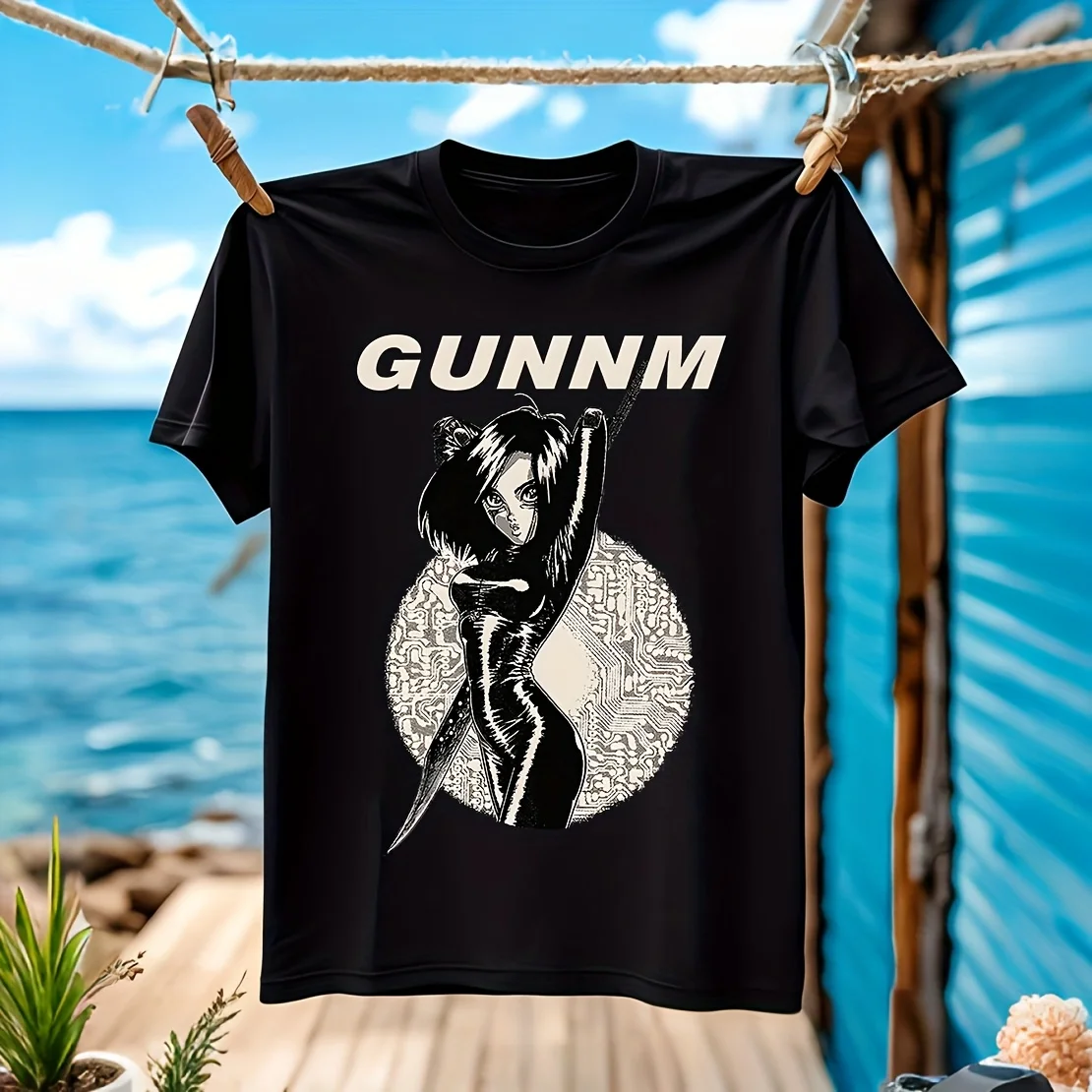 Gunnm, Battle Angel Alita, японское аниме, серийные эксперименты Lain, мужская футболка из 100% хлопка, повседневная дышащая удобная спортивная футболка Gunnm, Battle Angel Alita, японское аниме, серийные эксперименты Lain, мужская футболка из 100% хлопка, повседневная дышащая удобная спортивная футболка