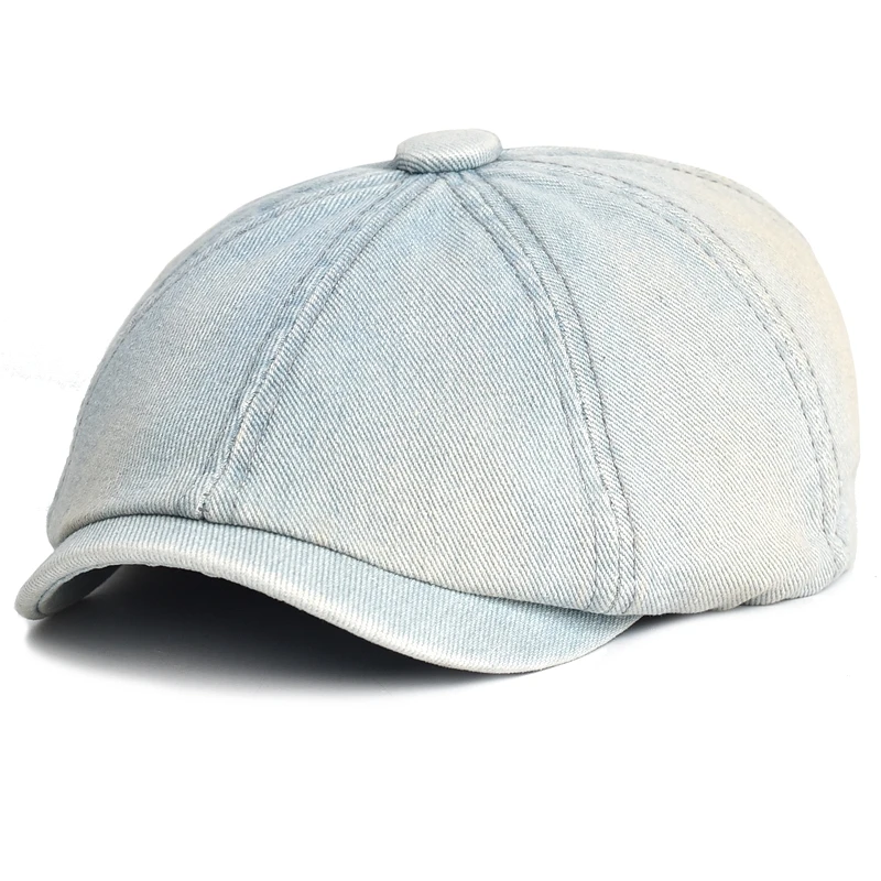 Denim Newsboy Cap Peaky Octagonal Hat Vintage Casual Cap Solid Berets Visor Gatsby Flat Ivy Hat