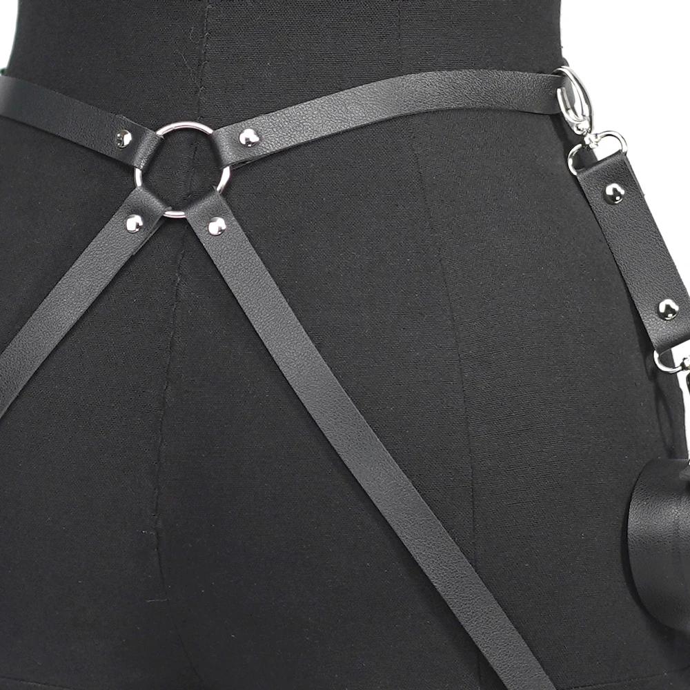 Women Sexy Thigh Garter Leather Lingerie  Leg Harness Bdsm Bondage Lingerie Leather Handcuffs Fetish Clothing Exotic Accessoly