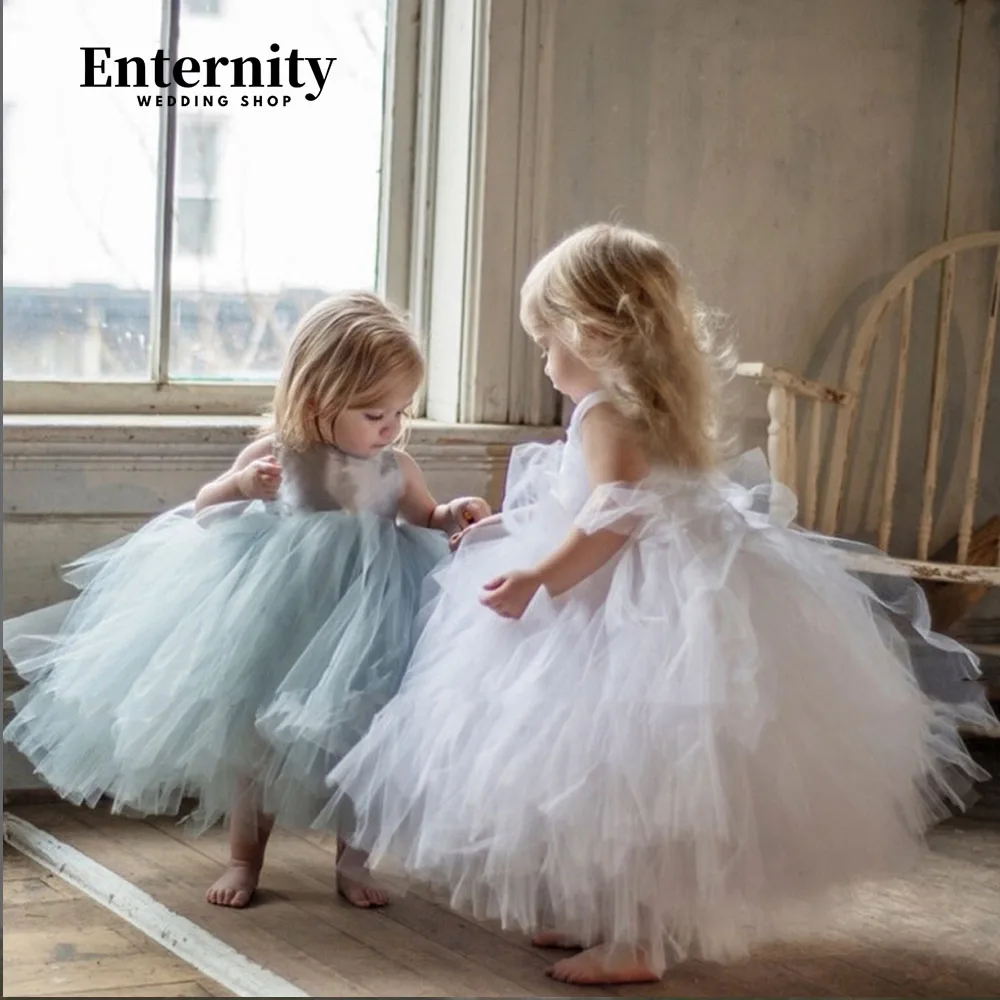 Princesse Enfant-O-Neck Flower Girl Dress, mangas A-Line Bow, tornozelo-comprimento Tank Sleeve Ball-Gown, Caprichoso