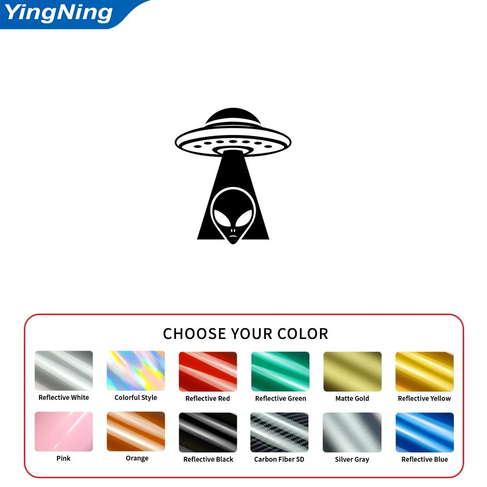 UFO Abduction Alien Car Decal Vinyl Sticker Waterproof Universal Auto Window Body Bumper Sci Fi Exterior Decoration Car Decor