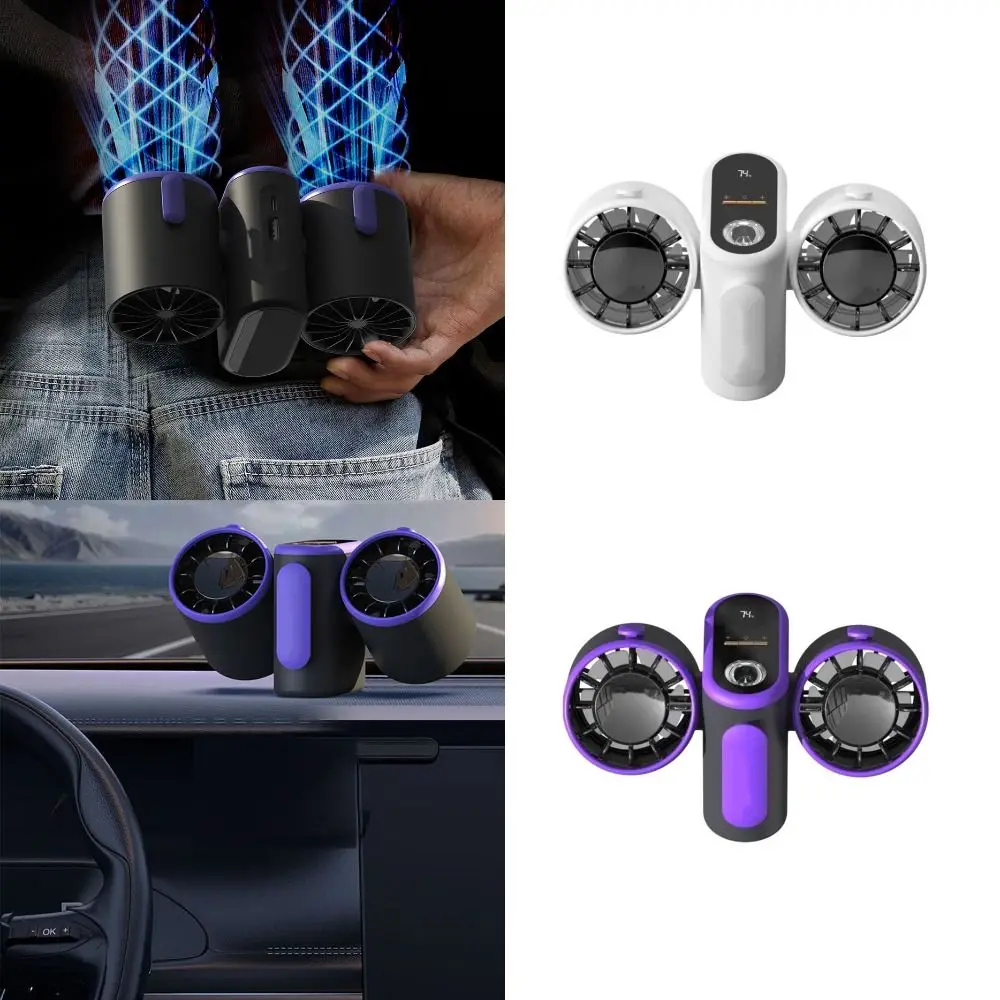 Heavy Duty Turbo Waist Fan High Airflow Industrial Grade Rechargeable Cooling Fan Dual Turbo Head High Wind Clip-On Waist Fan