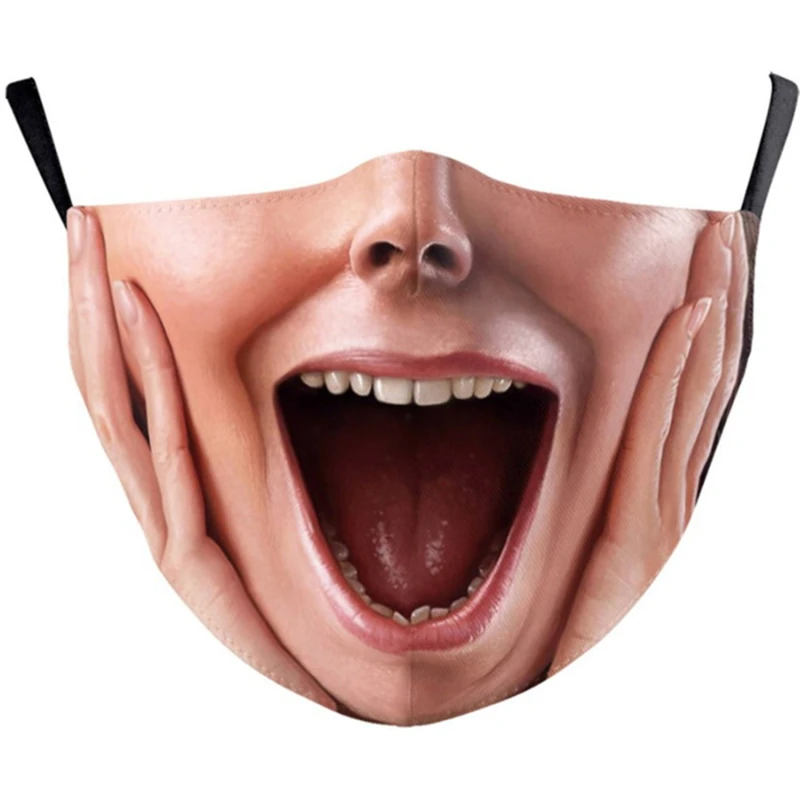 Máscara peculiar personalidade humorística imitando expressões faciais 3d pano de algodão tridimensional não descartável festa de halloween