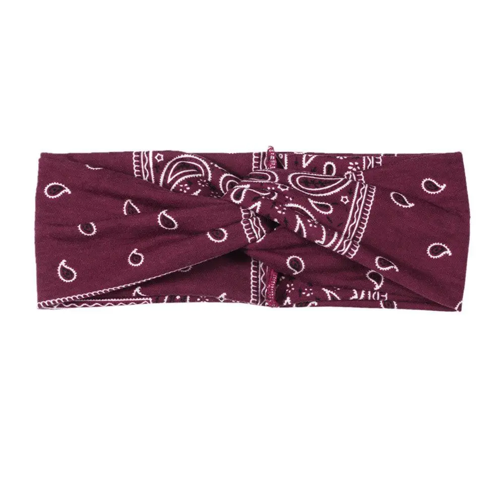 

Sweet Elastic Cashew Flower Print Knot Hair Accessories Girls Hairband Headband Bandanas Turban
