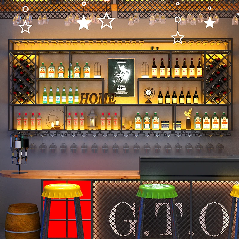 

Whisky Buffet Wine Cabinets Unique Modern Commercial Restaurant Bar Cabinet Mounted Storage Stojak Na Wino Kitchen Furniture