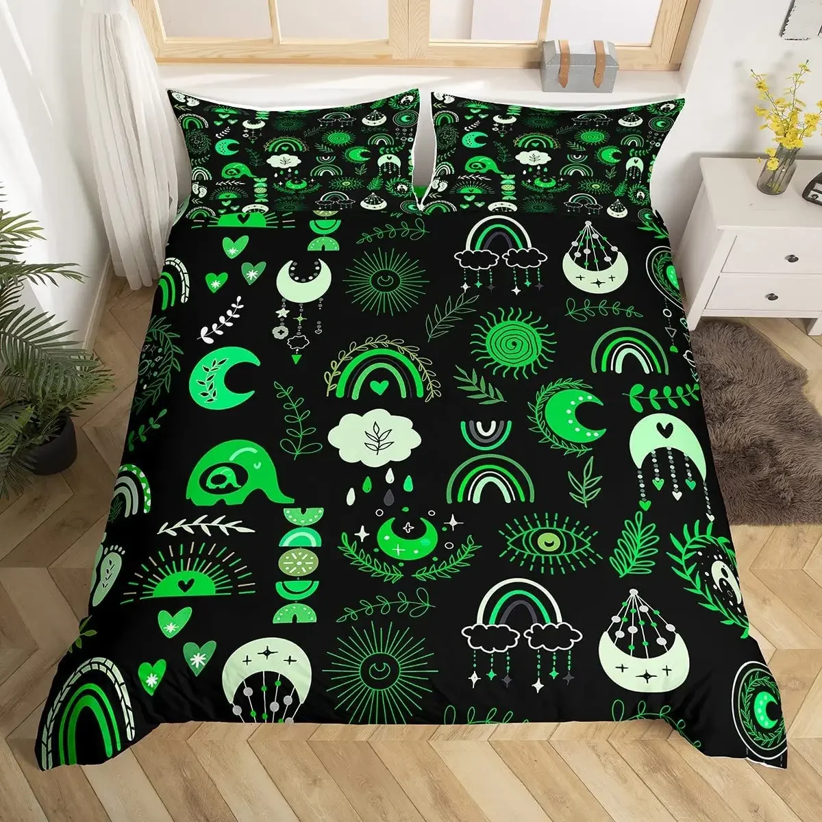 

Rainbow Twin Duvet Cover Set for Girl Pink and Yellow Rainbow Star Duvet Cover Cartoon Rainbow for Bedroom Decoration Women Kid