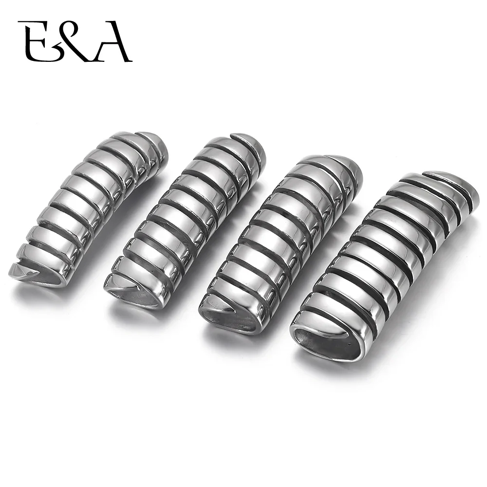 Stainless Steel Curved Flat Tube Beads Mirror Polish Hole 8*4mm Slide Charms for Bracelet Jewelry Making DIY Accessories