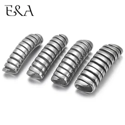 Stainless Steel Curved Flat Tube Beads Mirror Polish Hole 8*4mm Slide Charms for Bracelet Jewelry Making DIY Accessories