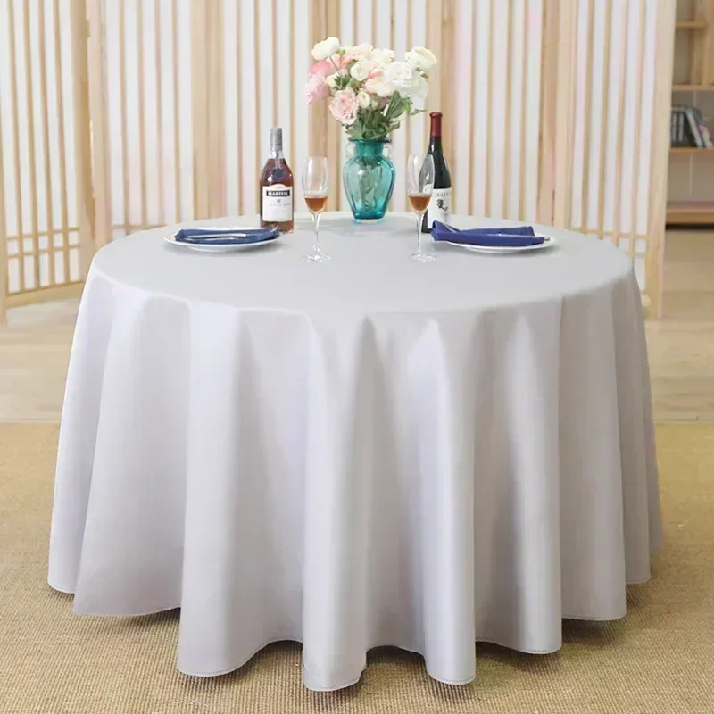 

2024 Table cloth polyester tablecloth round table cloth circular solid gray22