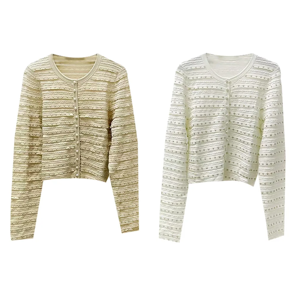 Primavera 2025 nueva mujer redonda Ne Long Sve tejido ort Jaet versátil Ele Quali hecho en chino Faion prendas de vestir exteriores