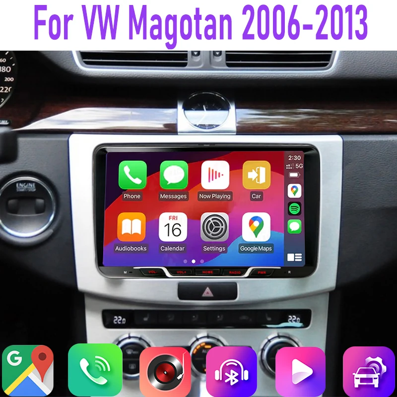 

9" 4GB+64GB For VW Magotan 2006-2013 Car Radio FM Google Map Head Unit GPS Rear Camera Steering Wheel Control Android 15 Auto
