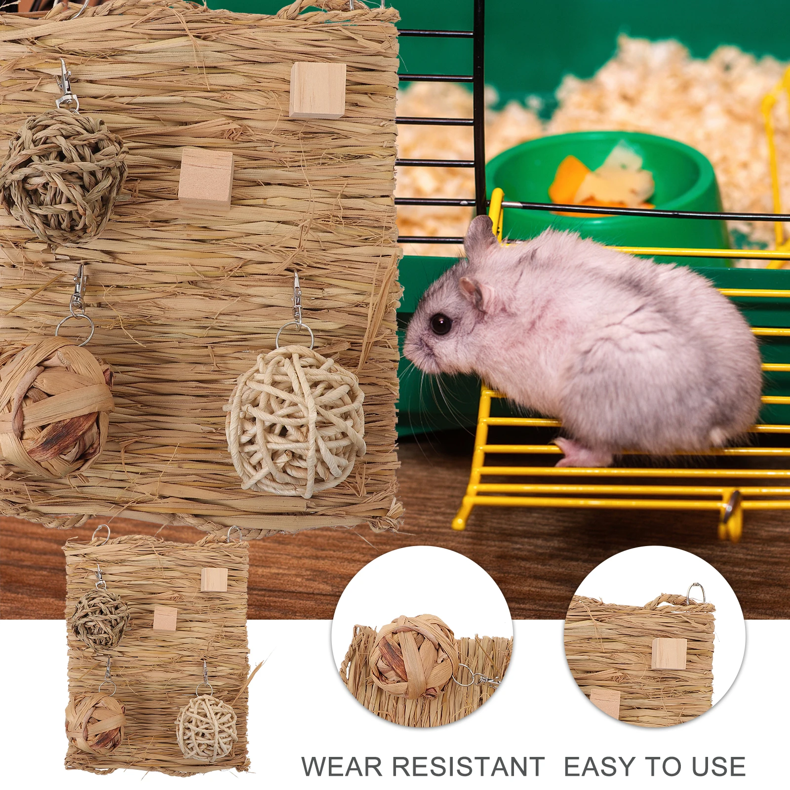 

Natural Chew Hay For Rabbits Small Pets Breathable Straw Bed Mat Cooling Dental For Hamsters Guinea Pigs Birds Multi-Use Pet