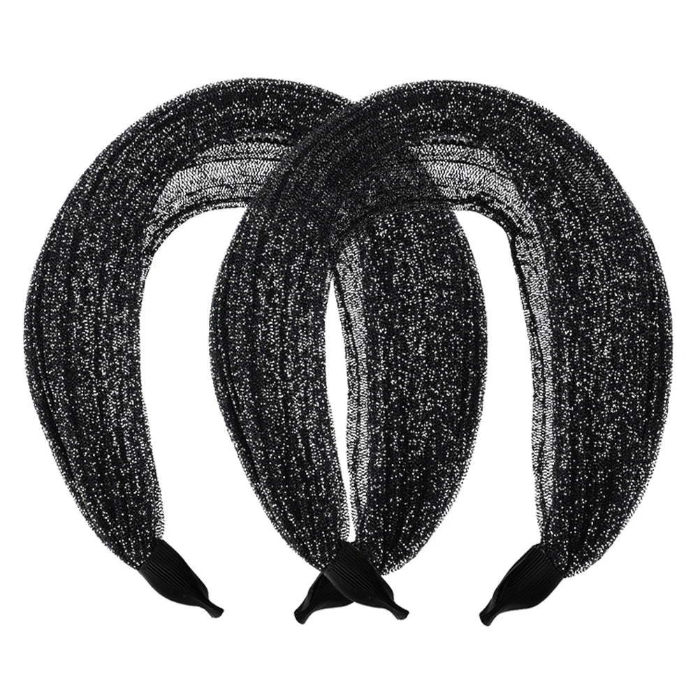 

2pcs Wide Hairbands For Women Gray Hair Cover Non-Slip Elastic Headbands Comfortable Daily Party Wedding Use Large Soft Headband
