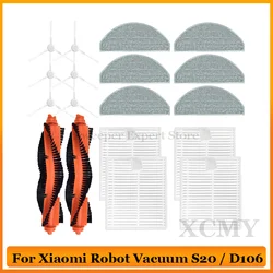 Per Xiaomi S20/D106 Pulitore Robot Aspirapolvere Parti di ricambio Coperchio spazzola laterale principale Filtro HEPA Mop Parti Accessori