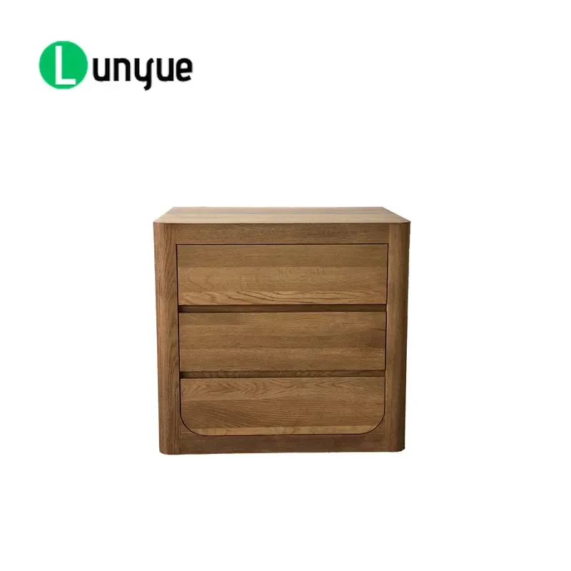 Contemporary Solid Wood Large Bedside Table Antique Classic French Retro Style Closed Storage Nightstand for Bedroom