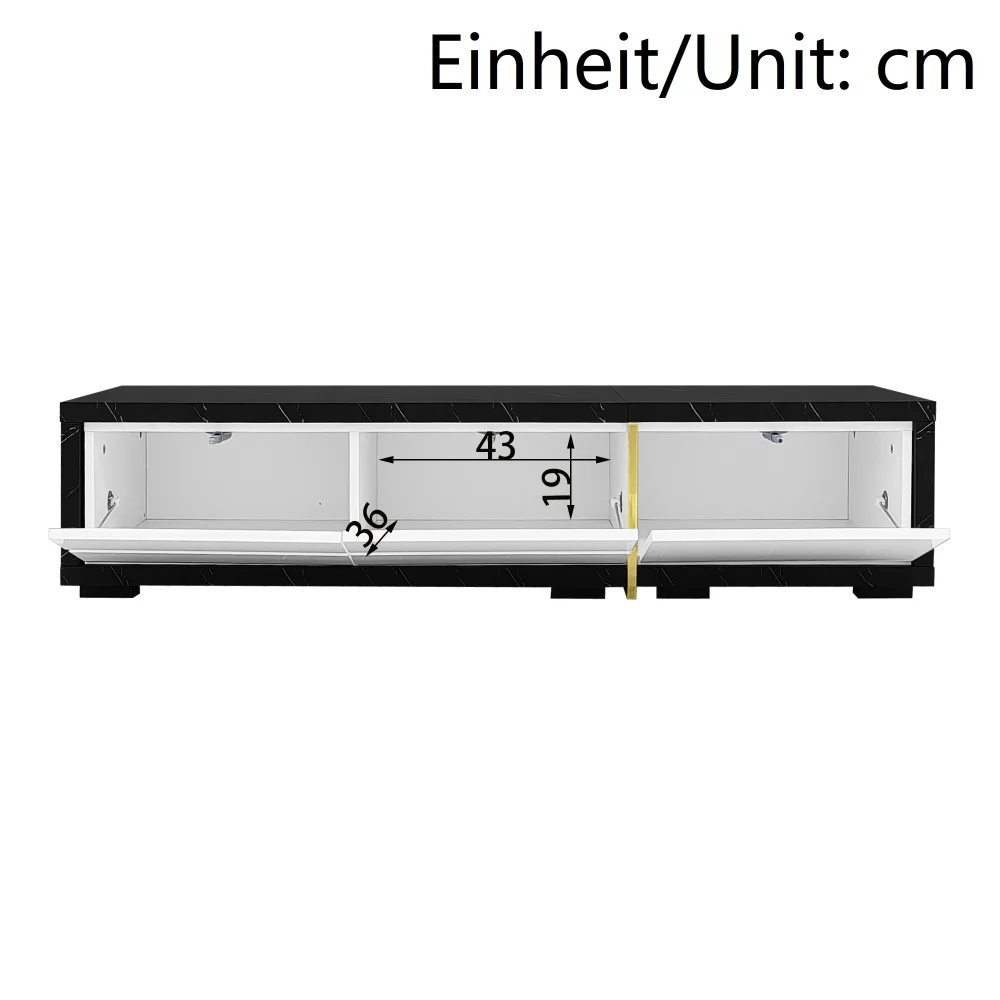 Moderner TV-Schrank mit variabler Länge (140–260 cm), drehbarer Funktion, weißes Hochglanz-Matt-Finish und goldenen Dekorationen – Detail 7