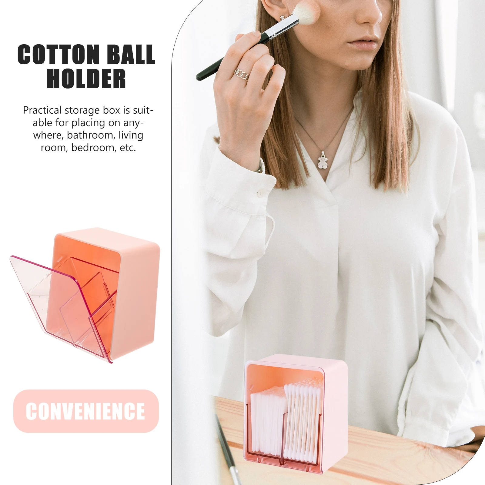 

2-Grids Cotton Pads Organizer Storage Box With Lid Waterproof Makeup Container For Bathroom Bedroom Swabs Balls Dispenser