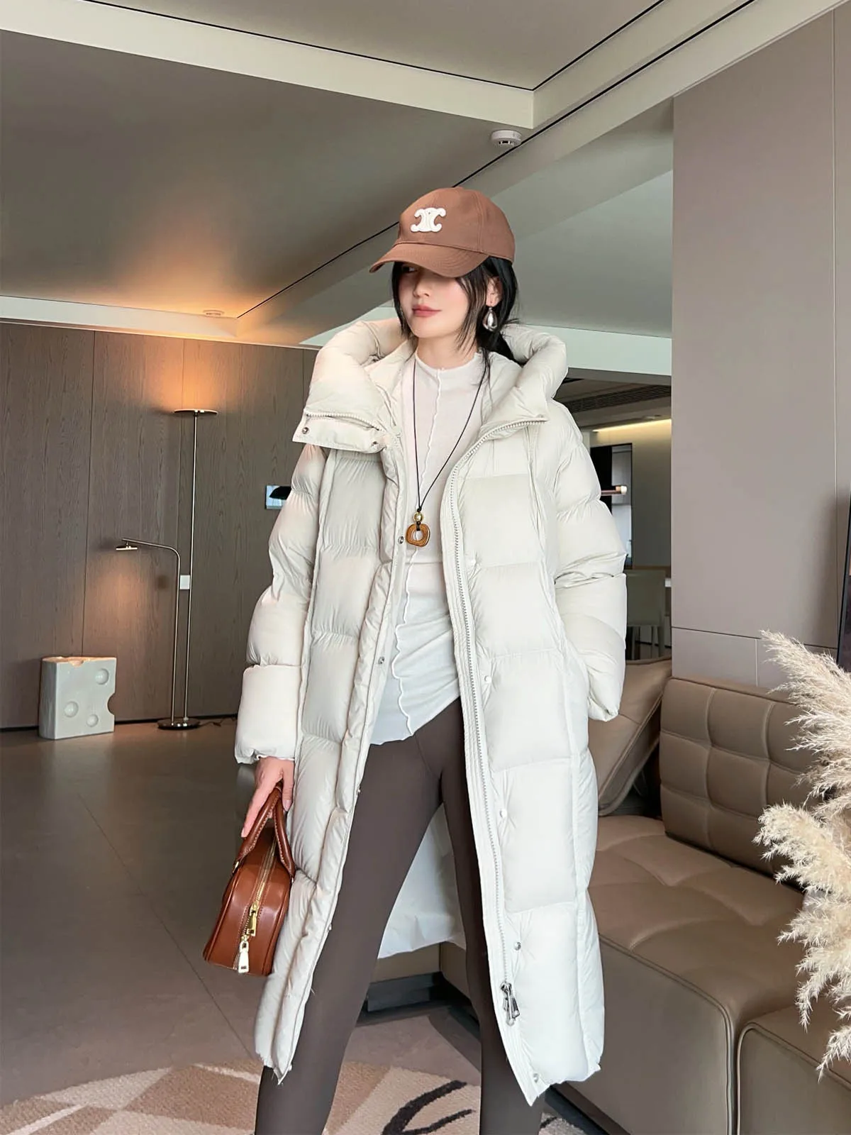 

Women's Hooded down Jaet 2025 Winter New Sle Mid-Length Thiened Soft Warm 90% White Du down Outerwear