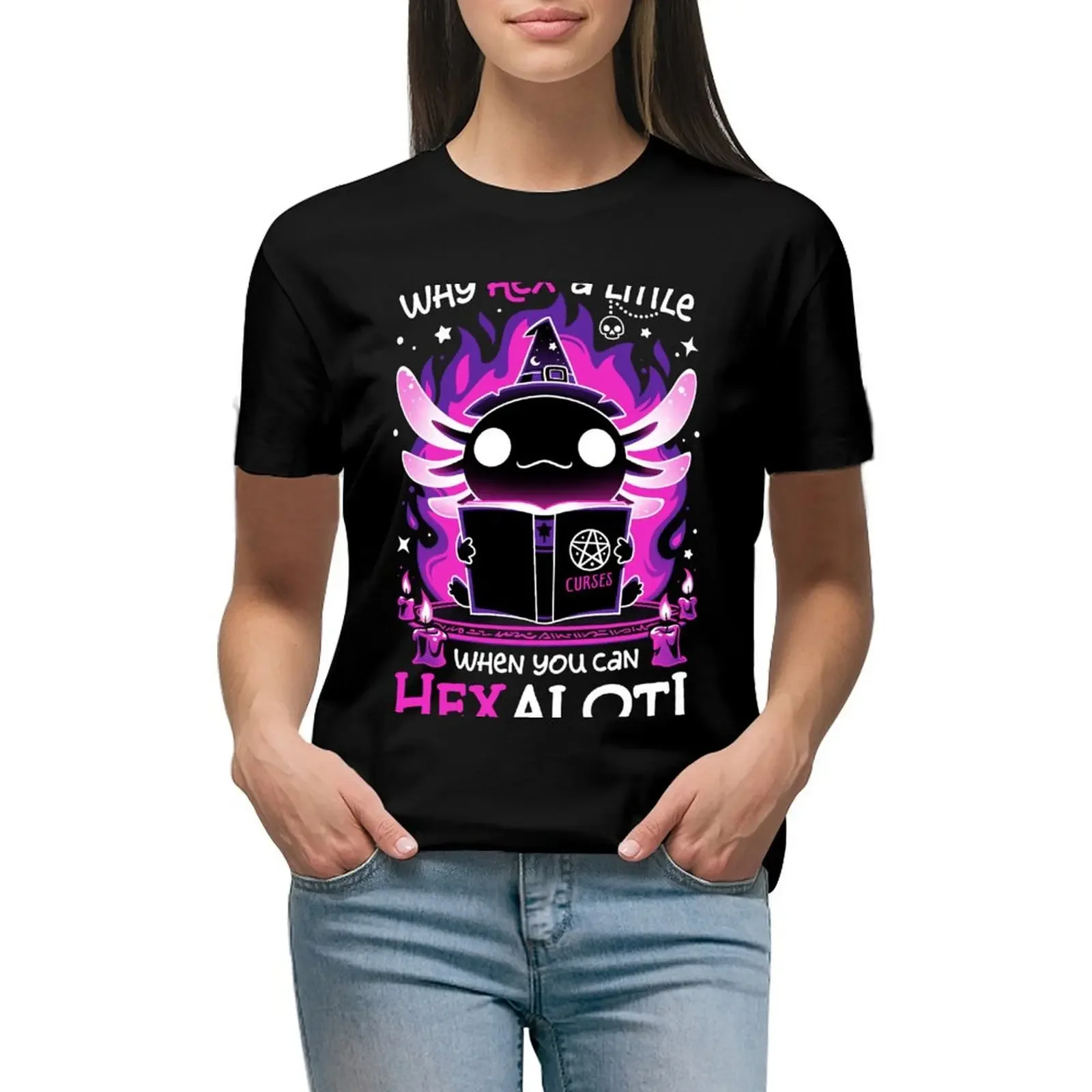 

Axolotl Witching Hour - Spooky Salamander T-Shirt funnys sublime plus sizes t-shirts for Women graphic tees