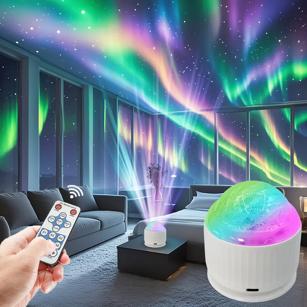 

2 in 1 2 Scene - Ocean Wave & 3D Water Ripple Projector Light – 16-Color Round Lamp with Control, Relaxation & Romantic Night