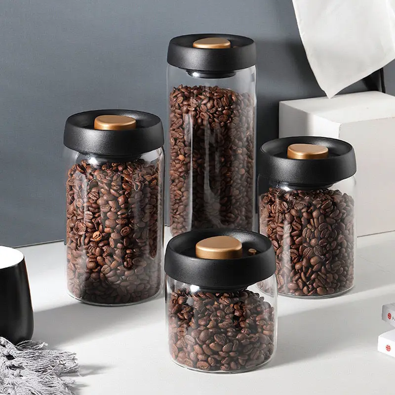 

Coffee Beans Vacuum Sealed Glass Jar, Food Grade Pressed Coffee Powder Sealed Jar, Portable Coffee Bean Bottle