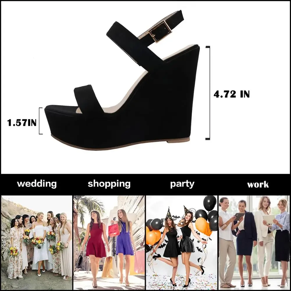 LOSLANDIFEN Open Toe Ankle Strap Platform Wedge Women Sandals Super High Cover Heel Gladiator Ladies Shoes Buckle Summer