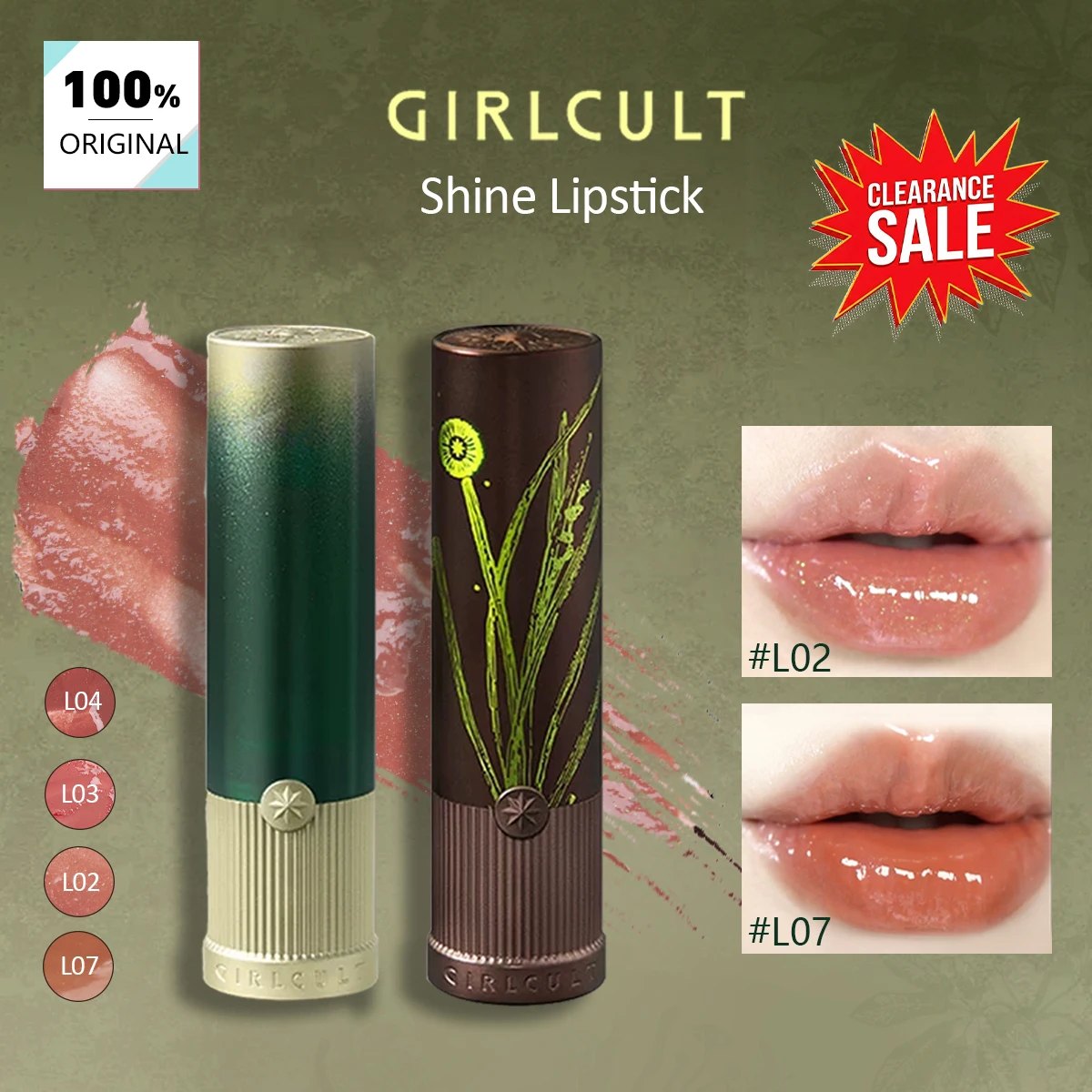 [ClearanceSale] Girlcult Shine Lipstick,Glossy&Juicy,Creamy Texture&Silky Touch,Dewy Lip Color,Daily Wear&Casual Chic​