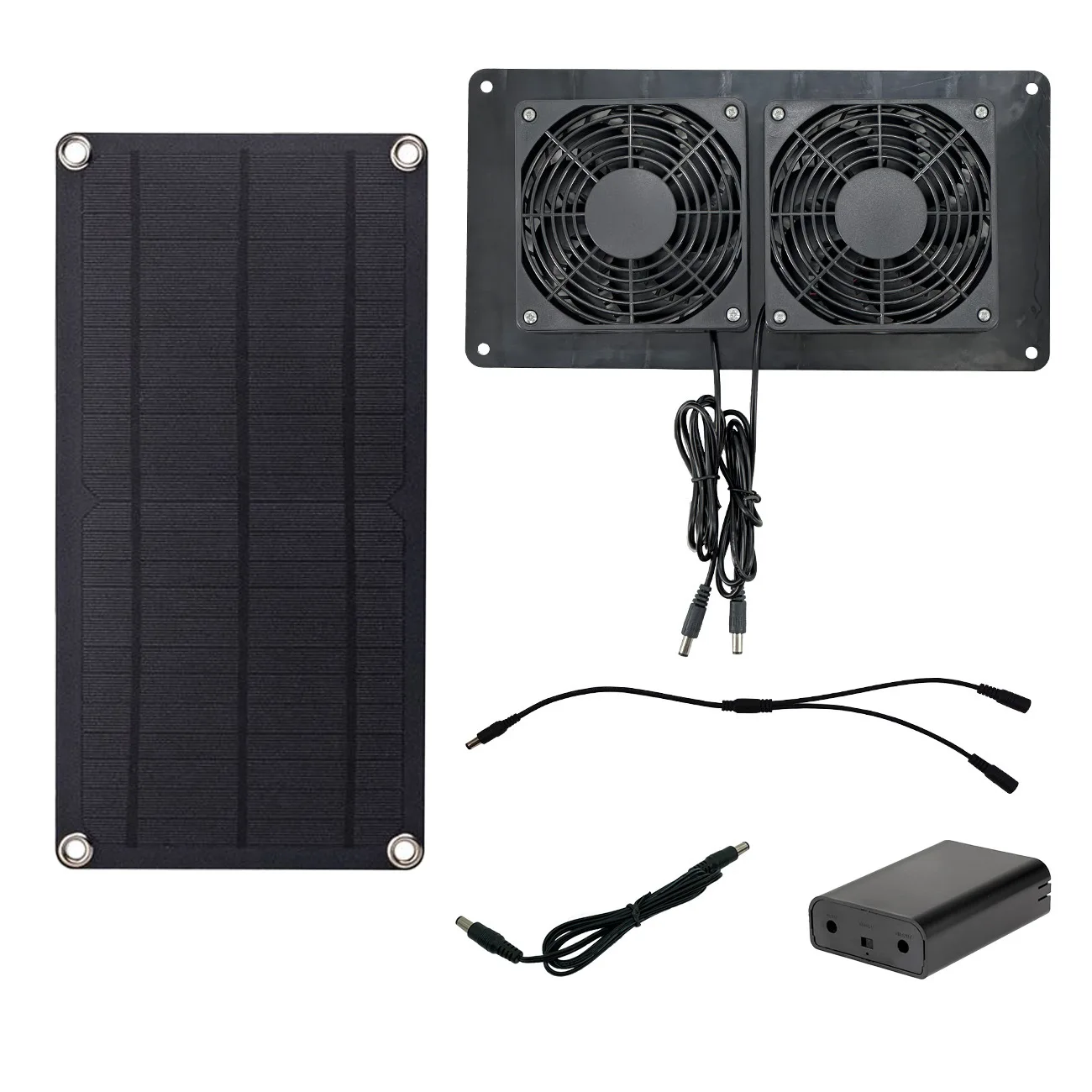 

Комплект вентилятора солнечной энергии 30 Вт, 12 В — двойные высокоскоростные вентиляторы с батарейным блоком для домов для домашних животных/лунков/теплителей