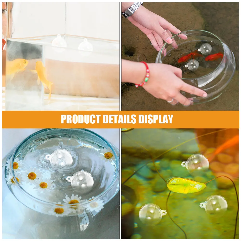 10Pcs Floating Ball Aquarium Decor Transparent Clip-on Stable Floating Fish Tank Decorations Ideal for Freshwater Saltwater