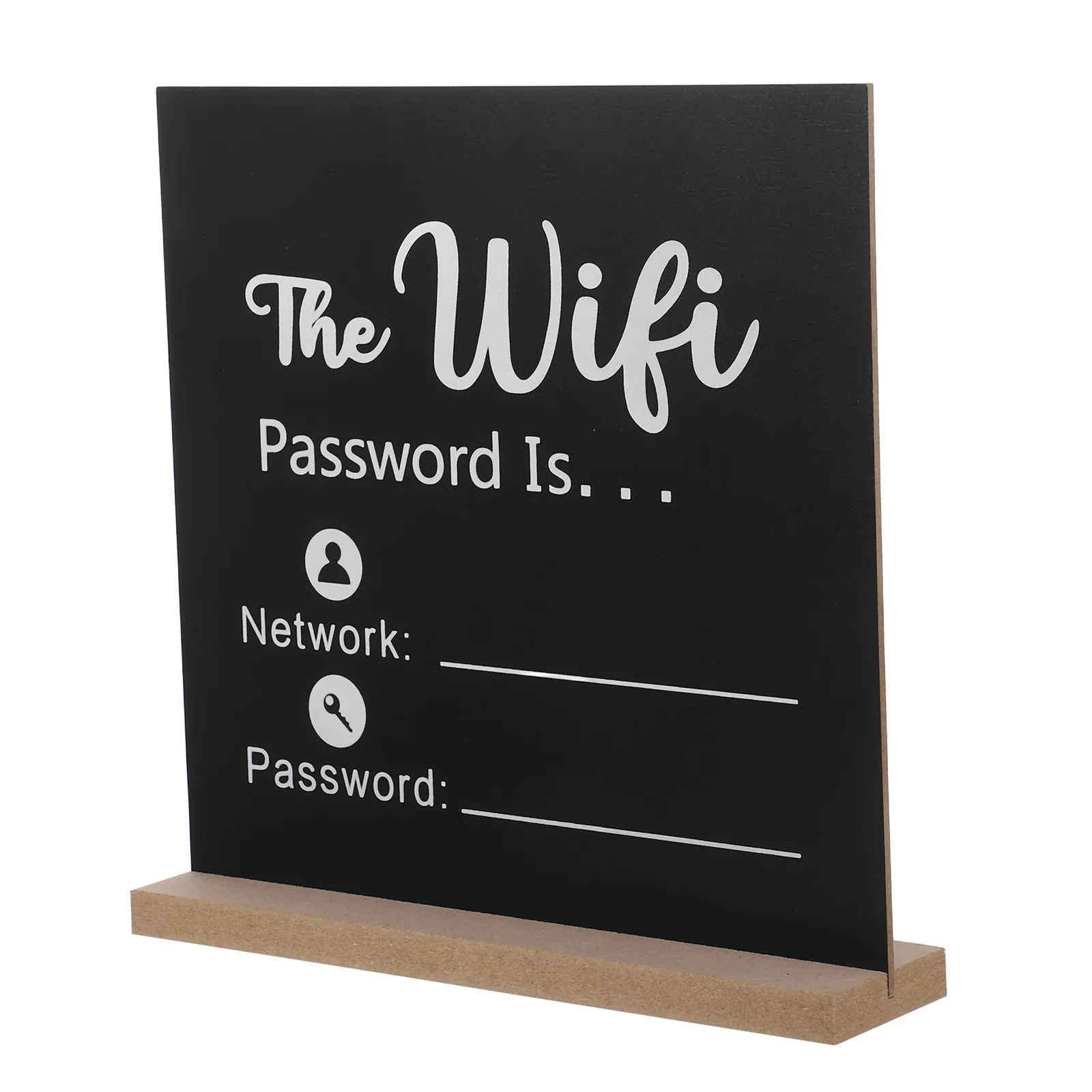 

Wireless Network Sign: Black Desktop Wifi Password Sign With Base For Office Hotel Freestanding Vertical Table