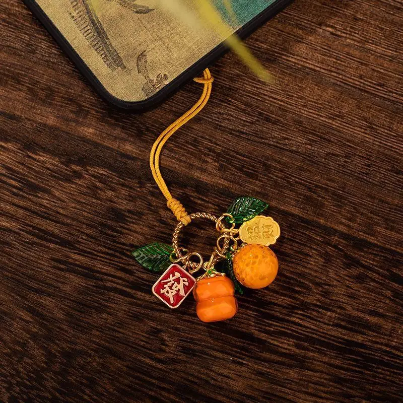 Cute Orange Lucky Phone Charms Pendant Strap Lanyard Cases For iPhone 16 Airpods Earphones Carkeychain Cases Ins Korea New