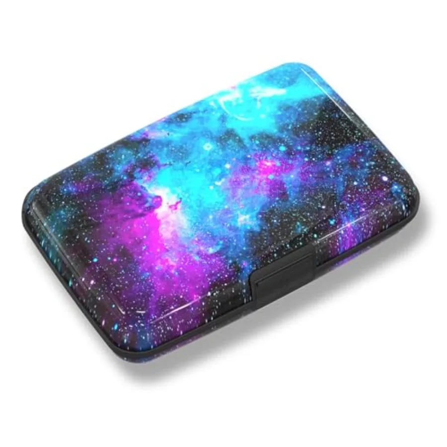 Credit Card Holder Slim Mini RFID Small Aluminum Card Wallet Galaxy Blocking Metal Business Card Case, RFID Blocking Front Pock