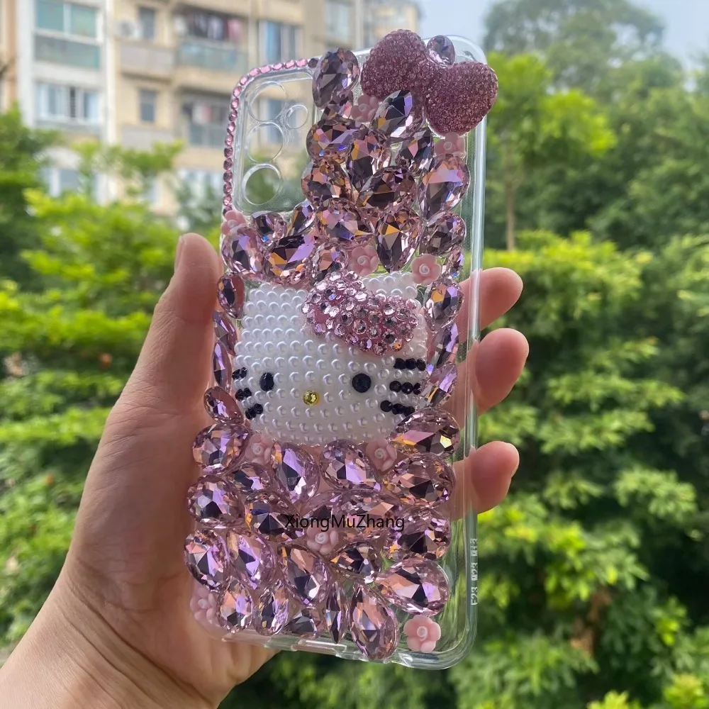 Sanrio Hello Kitty Strass Hülle für Samsung Galaxy M16 M15 M14 M55 M62 M35 M52 M53 M54 M33 M23 M56 M34 Diamant Handyhülle – Detail 4