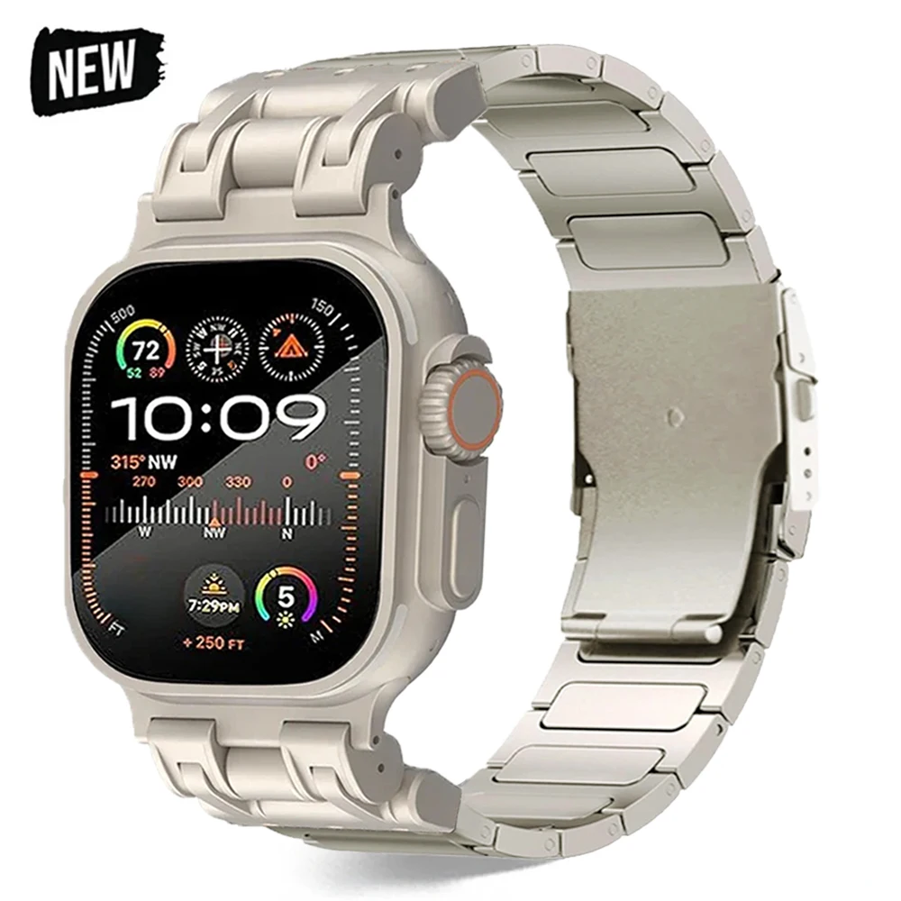 

Титановый роскошный ремешок для Apple Watch Ultra 2 49 мм Series 9 8 7 42 44 45 мм, деловой браслет для iwatch 6 5 4 3 se Man correa