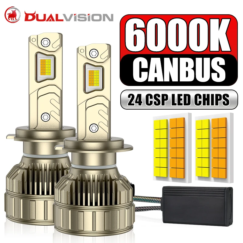 3 Color H7 H4 H11 Car Headlights Canbus Decoder H3 H1 H8 H9 9005 HB3 9006 HB4 9012 HIR2 24PCS CSP Fog Lamp 3000K 4300K 6000K 12V