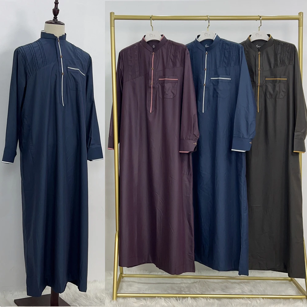 Eid ramadan muçulmano masculino longo robe jubba thobe árabe saudita dubai turquia kaftan abaya djellaba islam roupas daffah dishesha novo