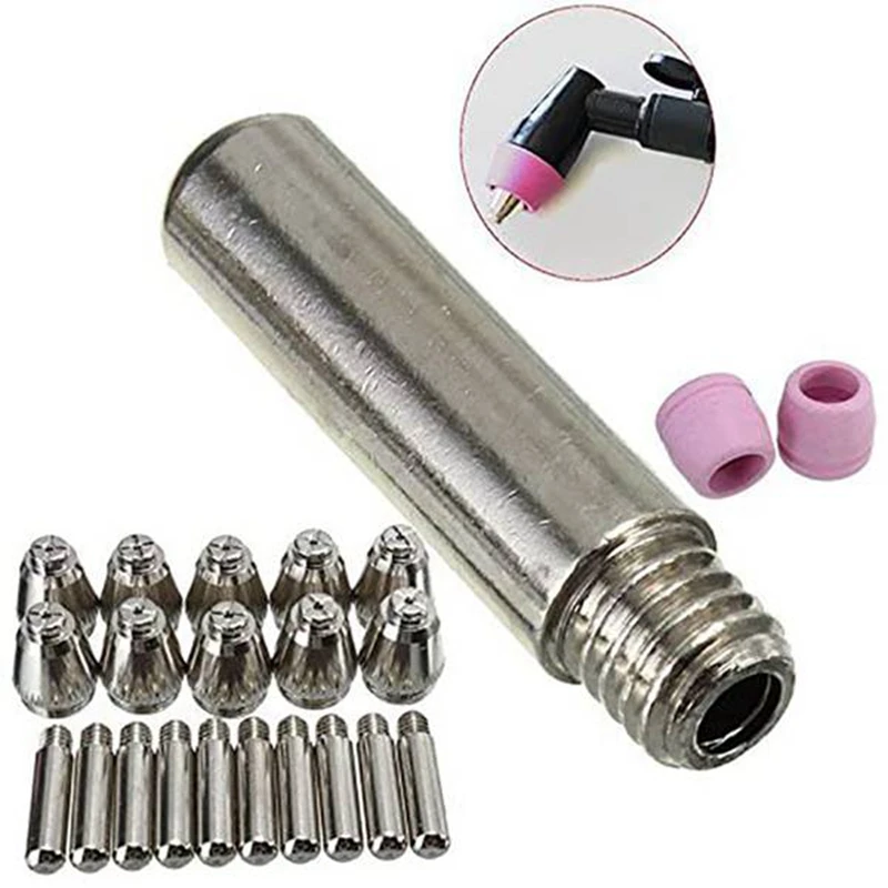 Imagem -03 - Plasma Cutter Kit Consumíveis Tocha de Corte Ponta Bicos Eletrodos Escudo Cap 1.0 mm 46 Pcs Sg55 Ag60 Wsd-60