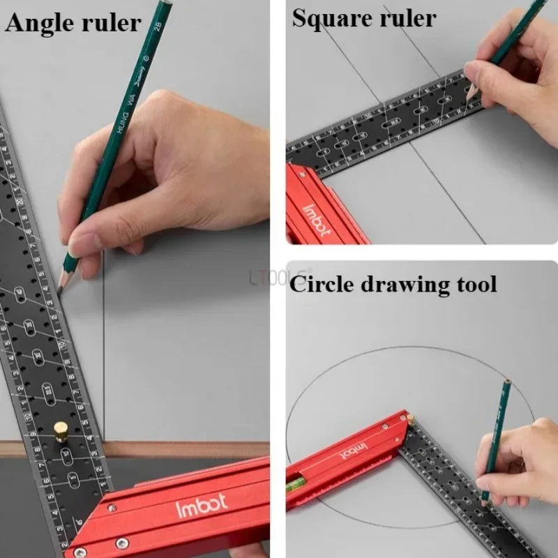 1pc Stainless Steel Positioning Square Ruler 30cm/40cm Woodworking Measuring Right Angle Ruler L-shaped Quick Marking Hole Ruler