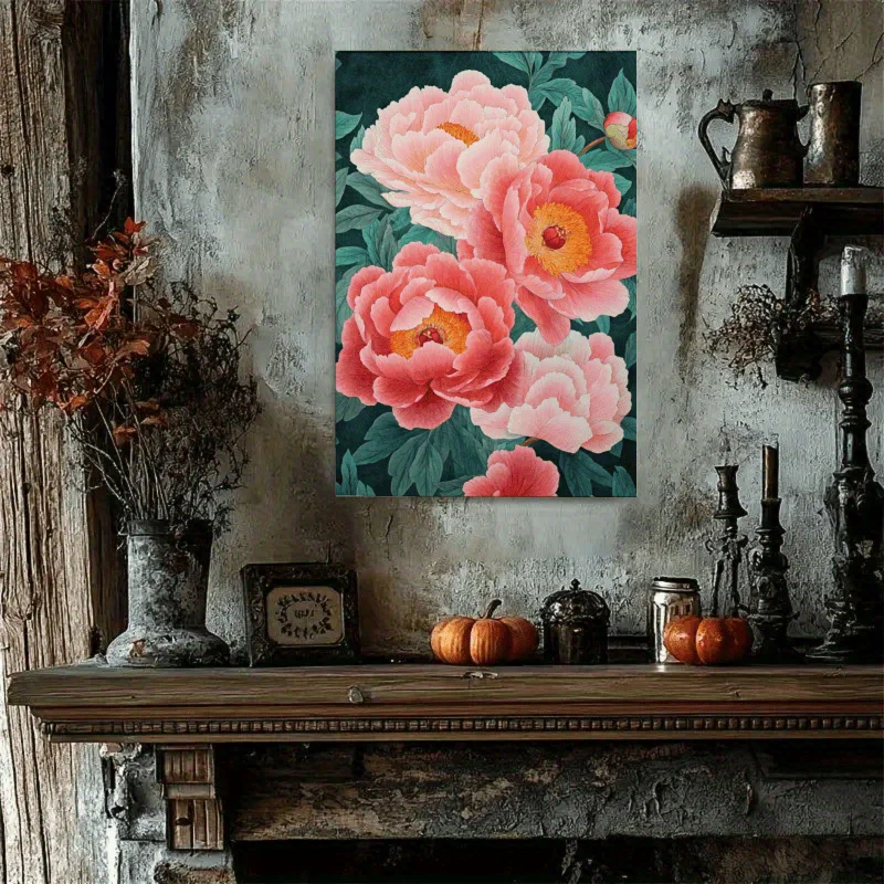 

Elegant Pink Peony Metal Wall Art - 8x12 Inch Aluminum Sign - Vibrant Floral Home Decor for Living Room & Bedroom