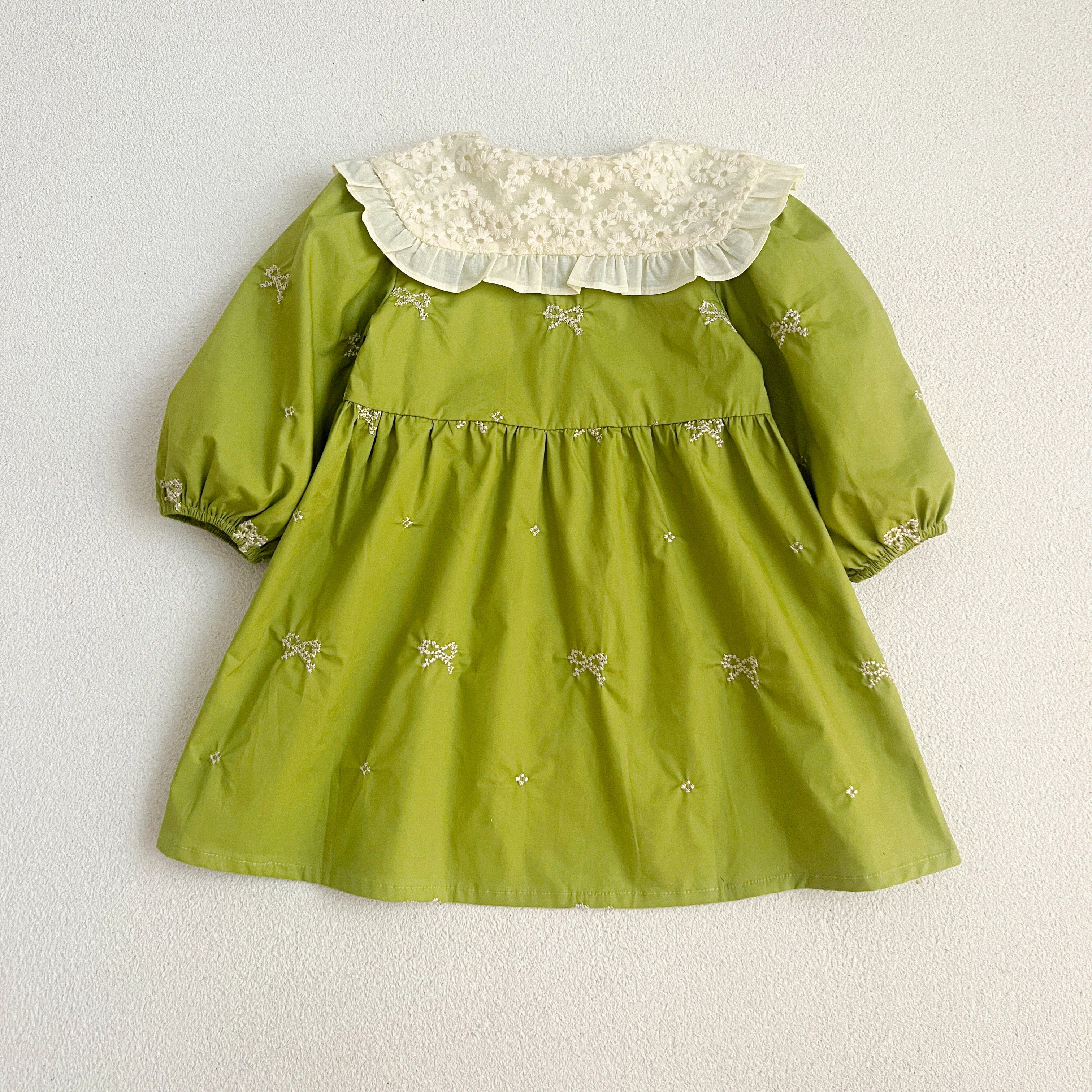 Herbst 0-6Yrs Mädchen Prinzessin Kleid Baby Mädchen Kleidung Kleidung Schmetterling Kragen Baby Mädchen Ein Stück Kleidung Stickerei Kinder Kleid – Detail 8