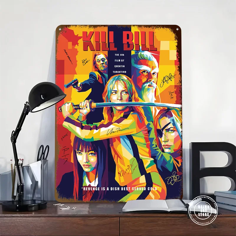 Kill Bill Movie Art 3D Texture Metal Poster Customized Wall Art Tin Sign Gift for Mancave Decoration Living Room Decor Men Retro