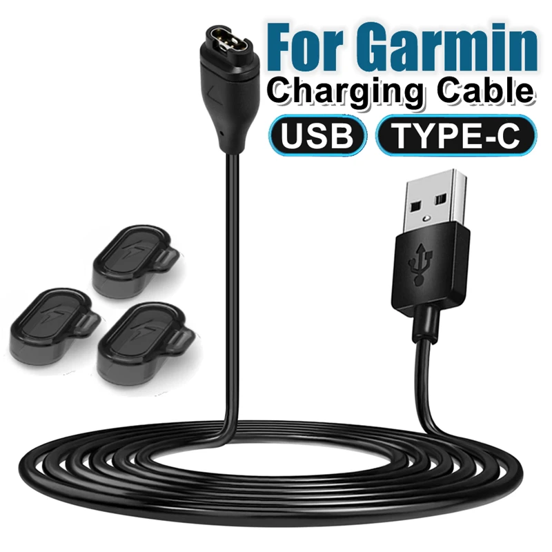 USB نوع C كابل الشاحن لساعة Garmin Instinct Venu 2 Fenix 8 7 6S Pro الغبار التوصيل TypeC شحن سريع خط الحبل العالمي