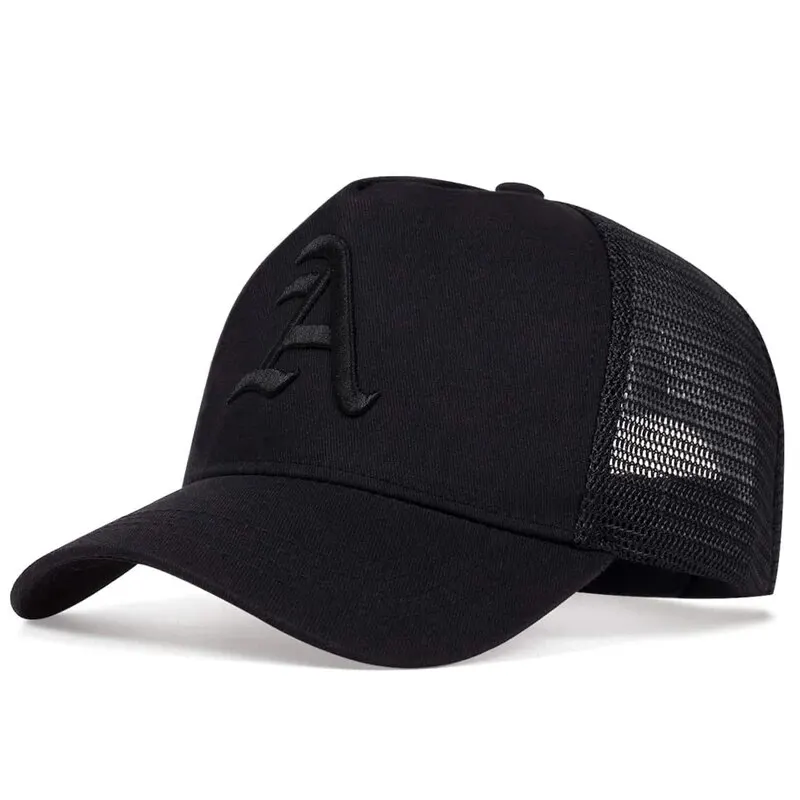 Berretti da baseball ricamati con lettera A gotica unisex Cappelli casual regolabili per esterni primaverili ed estivi Cappello per protezione solare