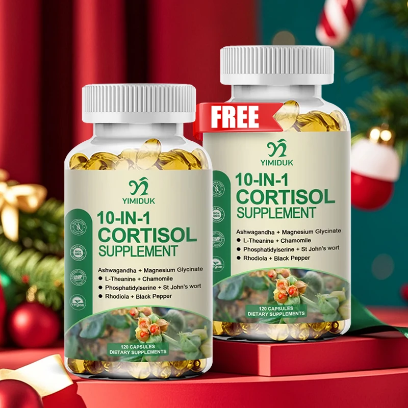 

Yimiduk Cortisol Softgels with Ashwagandha, L-Theanine, Magnolia Extract, Support Deep Sleep, Fatigue, Metabolism, 120 Softgels