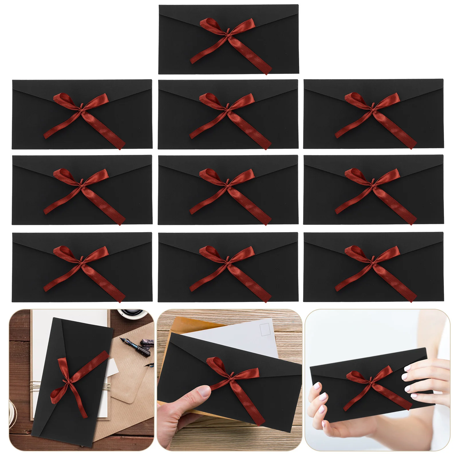 

10pcs Kraft Paper Envelopes Vintage Bowknot Invitation Elegant Greeting Card Envelope Large Size Practical Safe