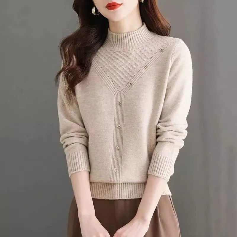 

Свитер с полуводолазкой, женское пальто, осень-зима, новая модная нижняя рубашка, женский универсальный пуловер, темпераментный вязаный топ, женский