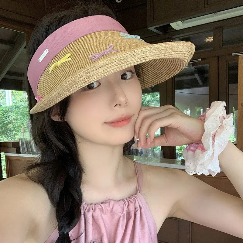 

Design colorful sunshade hats women's seaside vacation open-top sun-protective woven