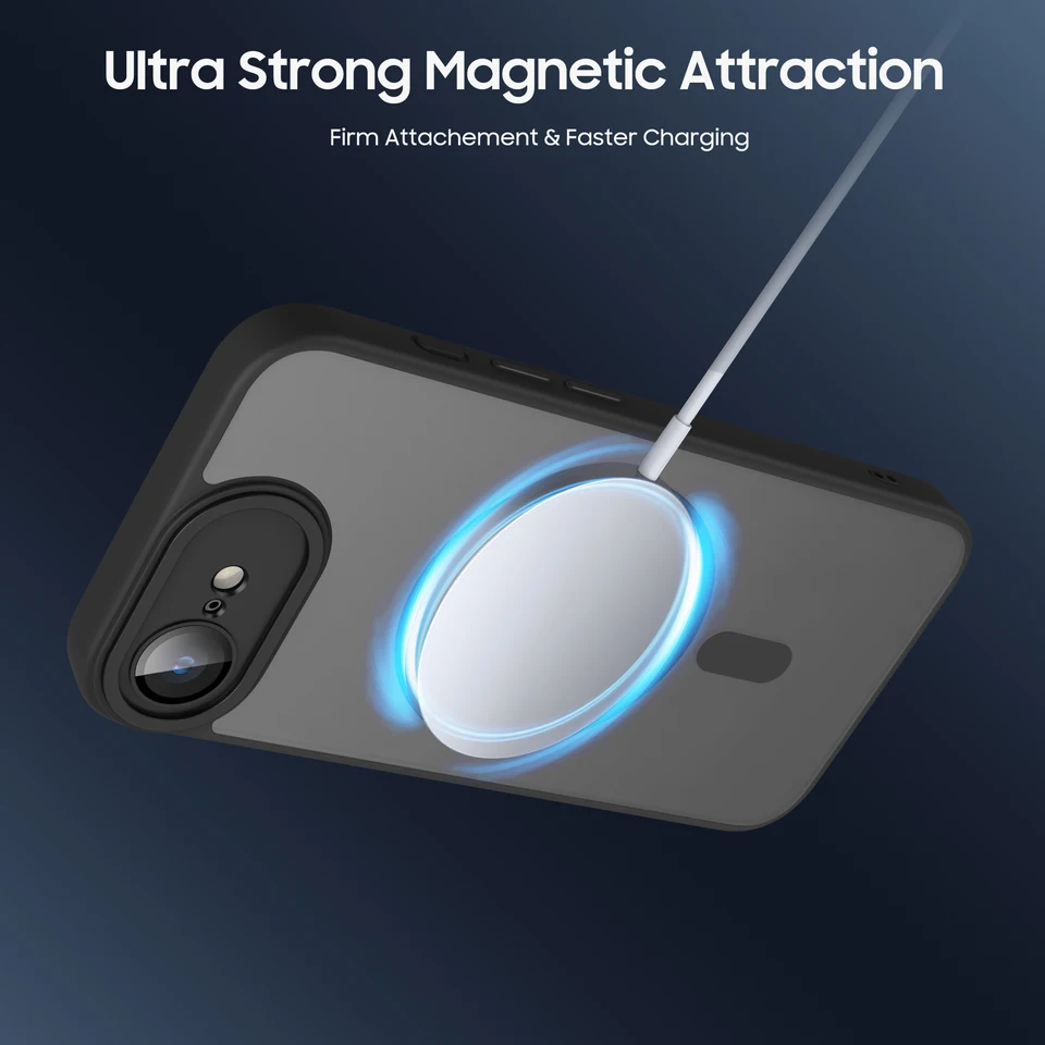 Funda magnética mate translúcida de lujo para iPhone 16e, cubierta protectora a prueba de golpes para Magsafe iPhone 17e, carga inalámbrica 5