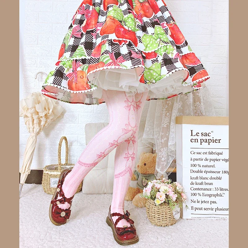 Calzini da donna Lolita giapponesi primavera estate e autunno 120d collant stampati in velluto ragazze dolce carino tutto abbinato collant